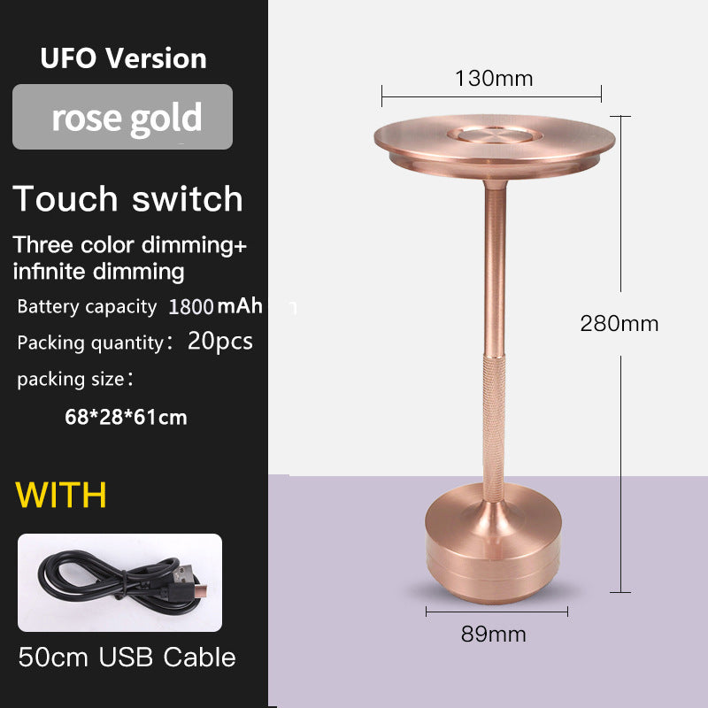 UFO Version LED Desk Lamp - Rose Gold Touch Switch with Dimming and USB Cable