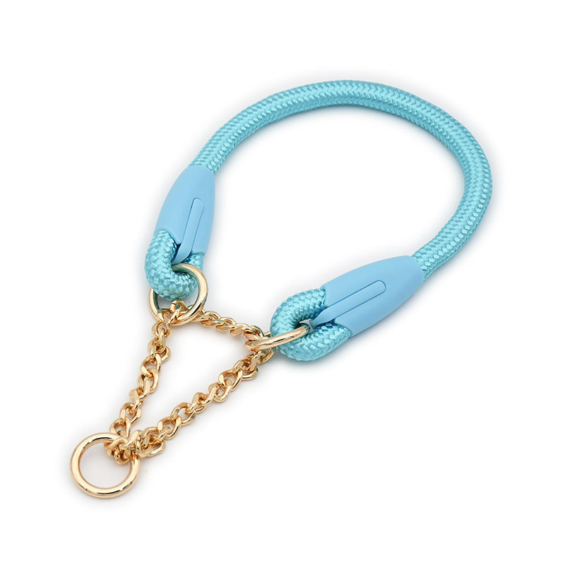 Blue Durable Nylon P-Collar Dog Training Set - Heavy Duty Leash & Martingale Collar (Size : M)