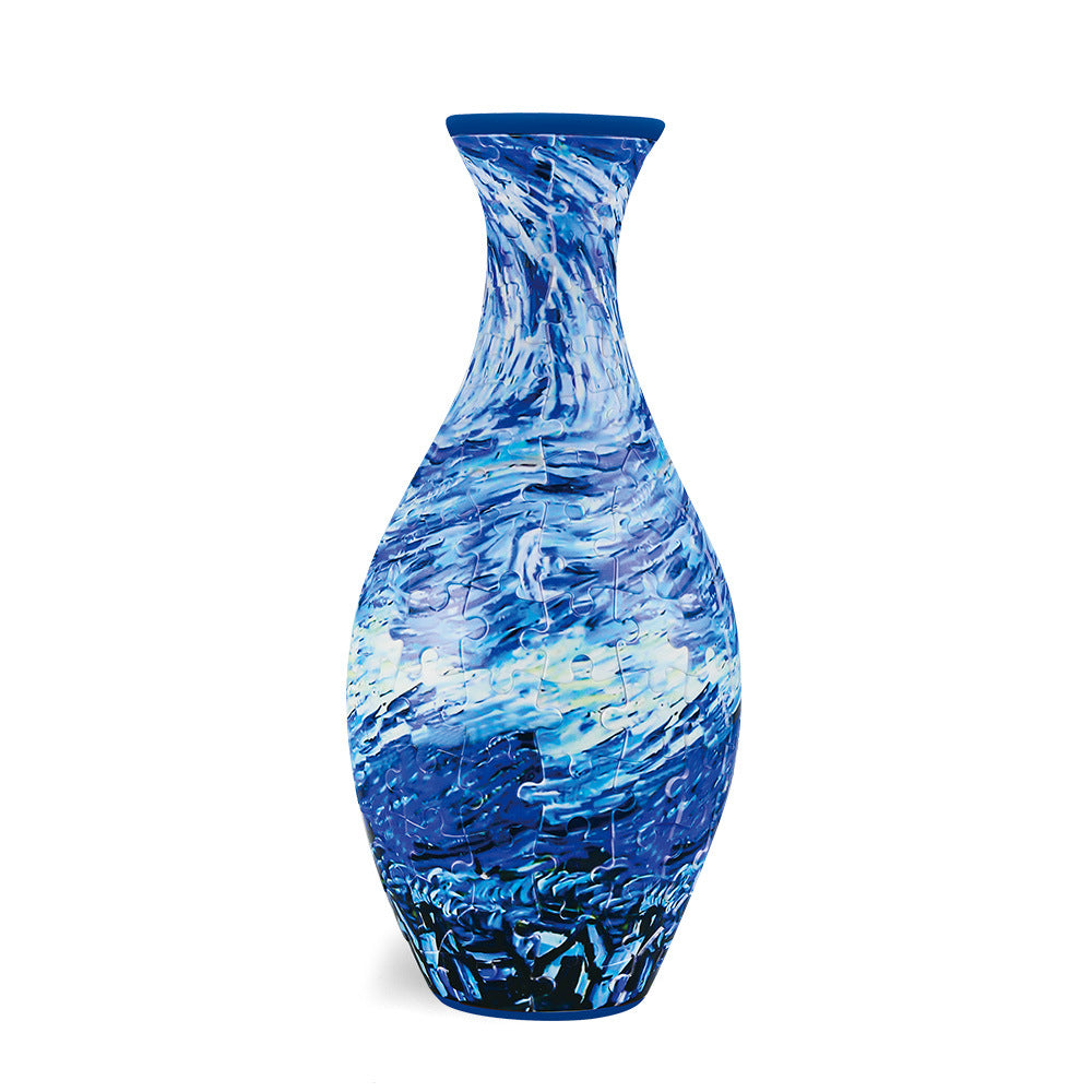 Unique 3D Puzzle Vase with Built-in Water Holder - Fun DIY Project (Waves)