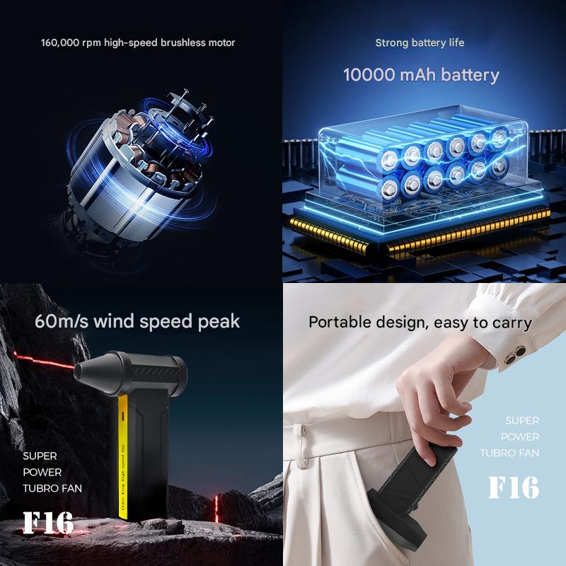 Portable Jet Fan - 200W Powerful Handheld Air Duster & Blower (Red)