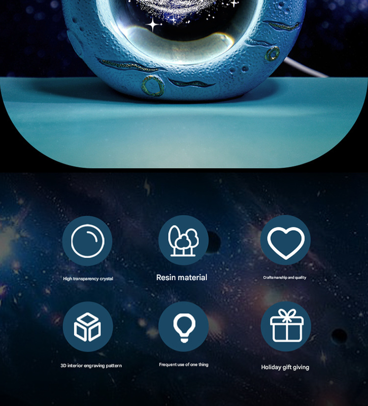 Celestial Ring LED Crystal Ball Lamp - 3D Engraving, Unique Gift (Love Cloud)