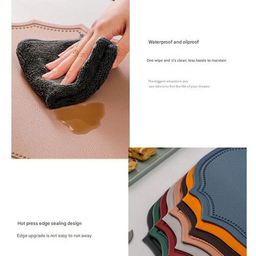 4 pcs Retro Faux Leather Placemat - Waterproof & Oil-Proof Dining Table Mat (Coffee)