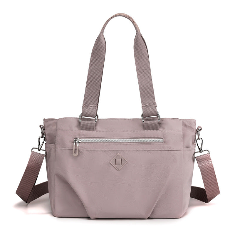 Light Purple Versatile Water-Repellent Nylon Tote Bag - Lightweight Multi-Pocket Shoulder & Crossbody Handbag