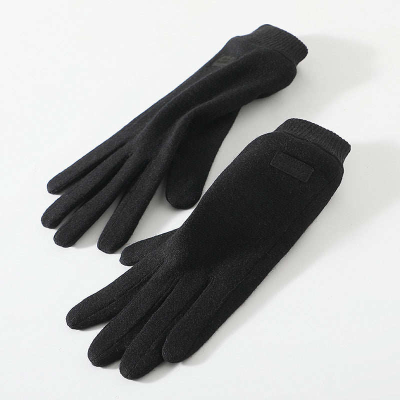 Black Elegant Women's Wool Blend Winter Gloves - Cozy Fleece-Lined Touchscreen Warmth