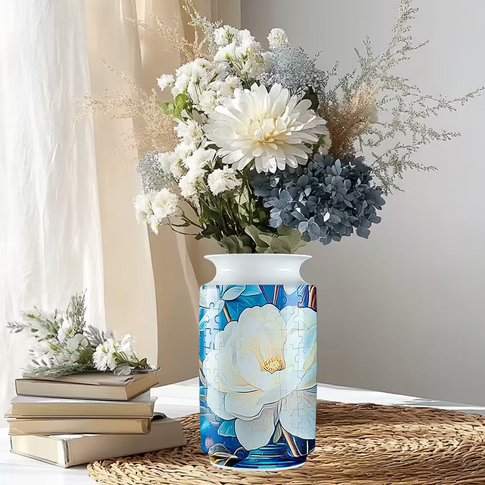 Colorful Style 3 DIY 3D Puzzle Vase - Creative Jigsaw Flower Holder with Waterproof Liner - Decorative Home Accent & Unique Gift