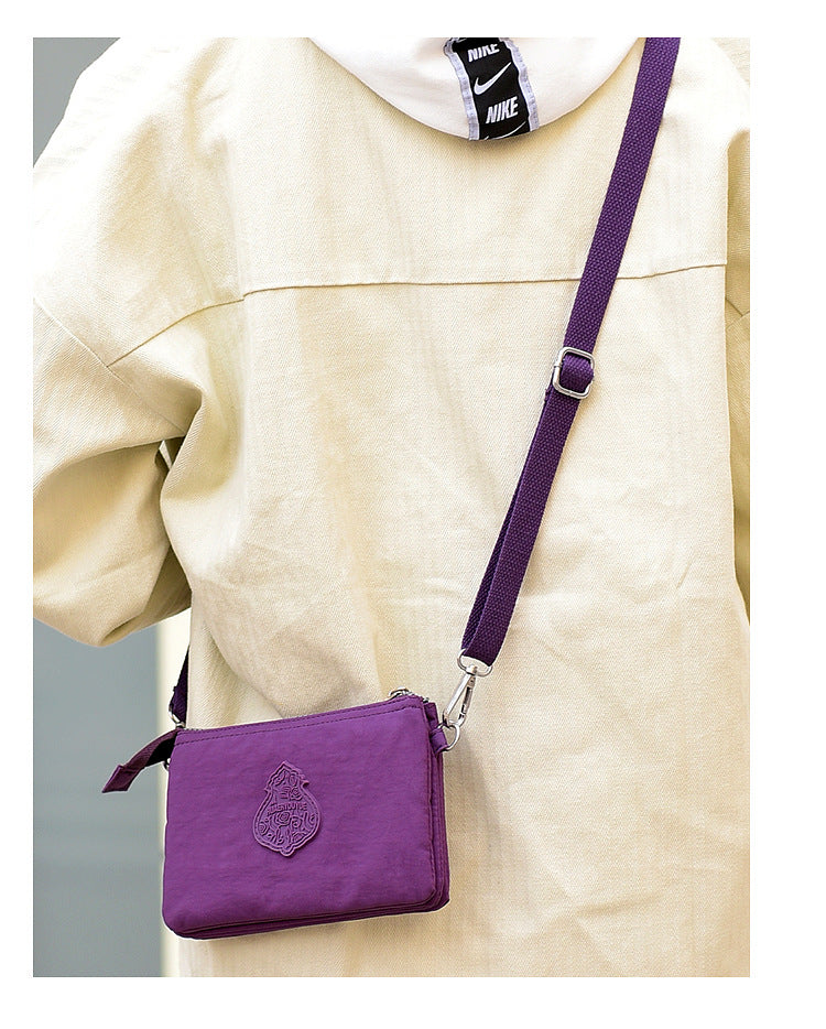 Purple Versatile Womens Nylon Water-Repellent Crossbody Shoulder Bag Set with Matching Clutch Pouch - Lightweight & Multi-Pocket