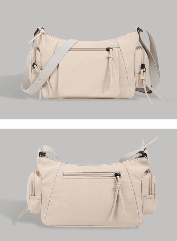 Pink Chic Lightweight Multi-Pocket Oxford Crossbody Bag - Waterproof Retro Shoulder Bag for Women
