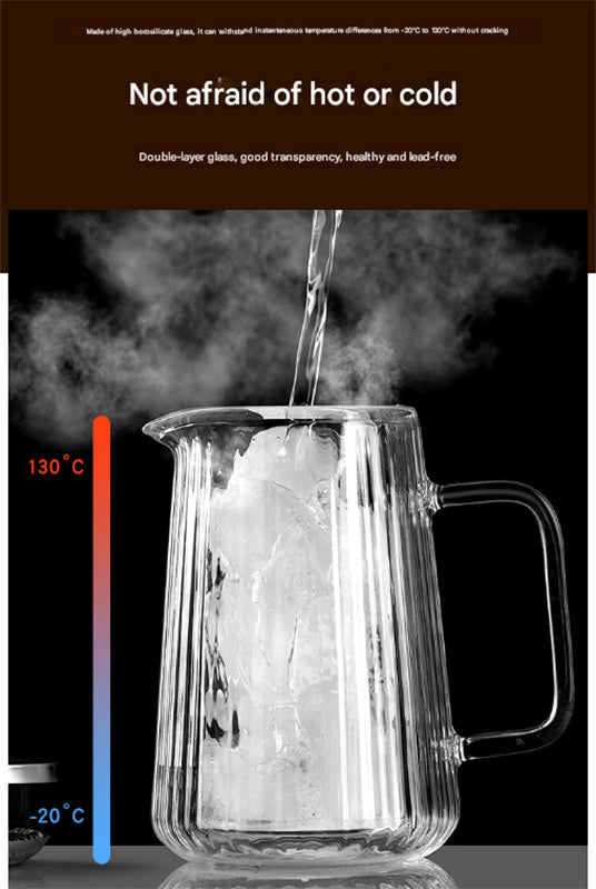 Transparent Elegant Ribbed Double Wall Glass French Press - 650ml Heat Resistant Coffee and Tea Maker with Stainless Steel Filter