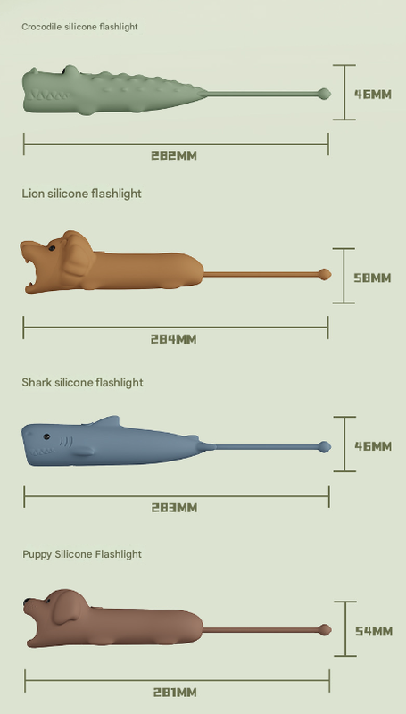 Blue Adorable Shark Silicone LED Flashlight for Kids - USB Rechargeable, Dimmable Brightness, Portable Night Light