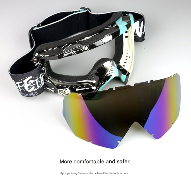 Cyan Frame and Transparent Sheet Versatile Sports Goggles - Windproof UV Protection for Skiing, Motorcycle, Cycling & Outdoor Adventures