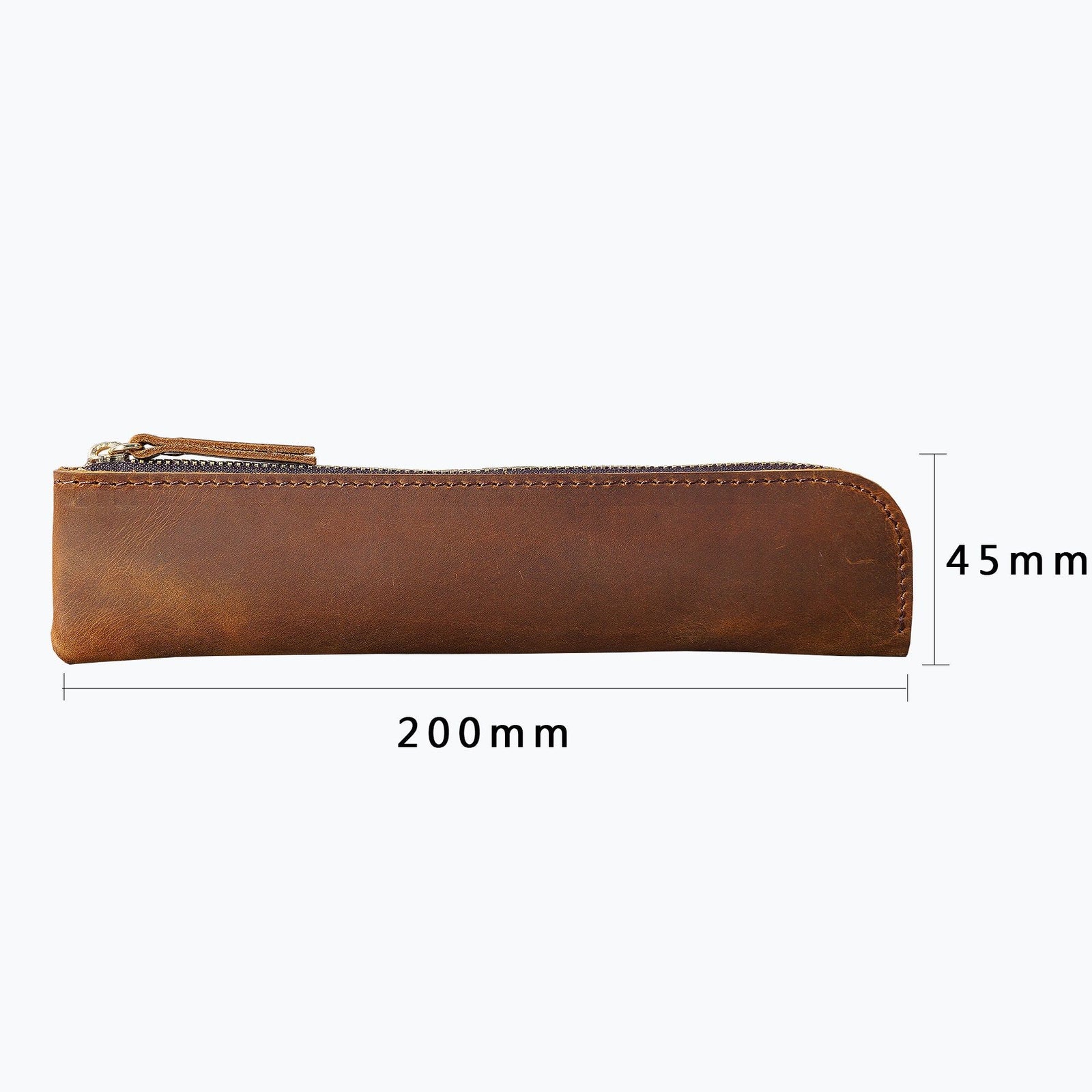 Blue Vintage Crazy Horse Leather Zippered Pen Case - Retro Pencil Pouch & Small Accessories Bag