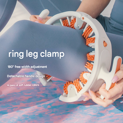 Orange and White Adjustable 3D Leg & Body Roller Massager - Deep Tissue Muscle Relief for Thighs, Calves, Arms - Fascia & Cellulite Tool with Detachable Handles