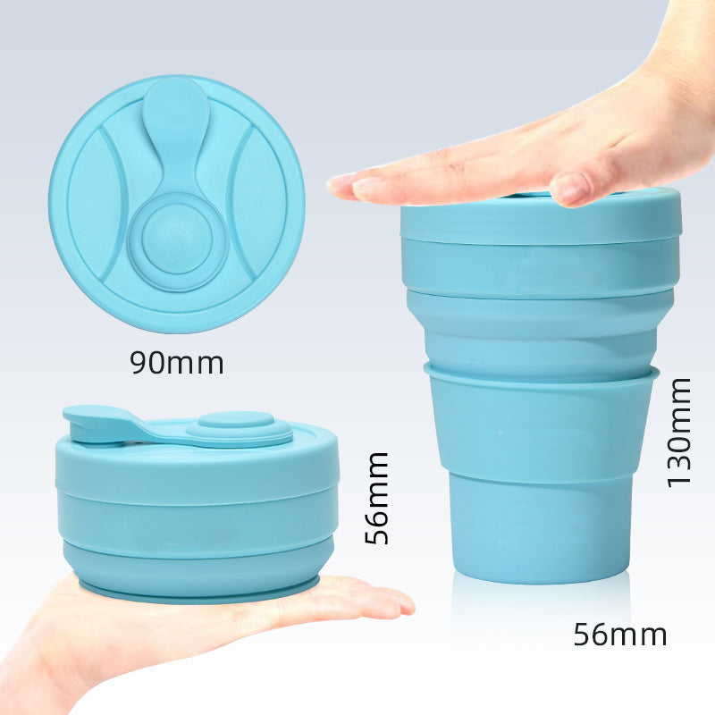 2 Pcs White and Grey 350ml Collapsible Silicone Travel Cup - Portable, Leak-Proof & Food-Grade Drinking Mug with Lid, Insulating Sleeve & Straw