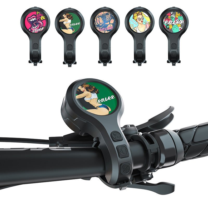 Black Style C Ultra-Loud Electric Bike Horn - 130dB USB Rechargeable, IPX6 Waterproof, Easy Mount Bicycle Safety Bell