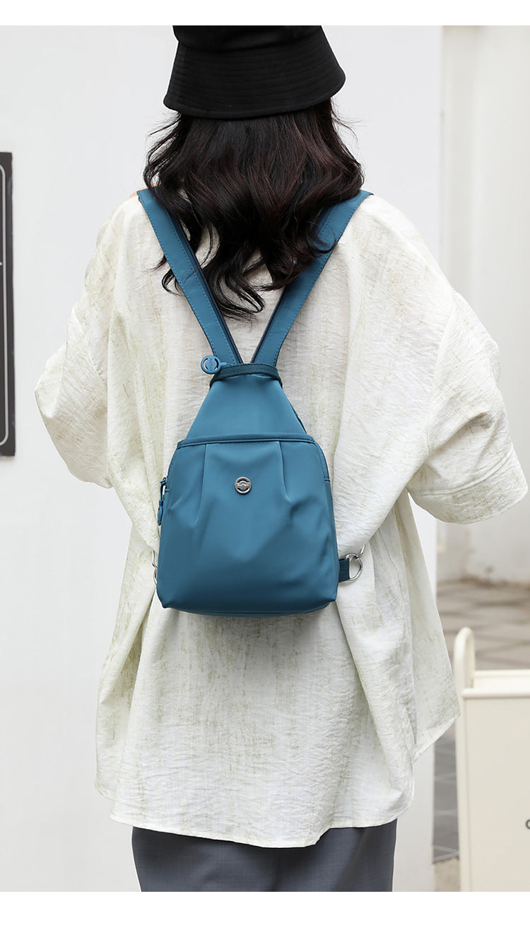 Blue Versatile Women's Convertible Mini Backpack & Sling Bag - Stylish Anti-Theft Oxford Cloth Daypack, Fits 9.7in iPad