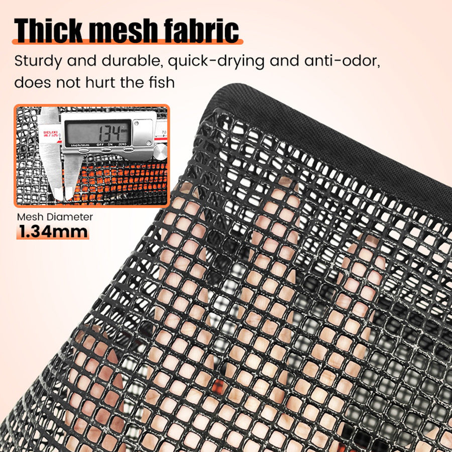 1 Piece Orange and Black Durable Collapsible Fishing Keepnet - Large 40.5L Quick-Dry Coated Nylon Fish Basket for Live Bait & Catch