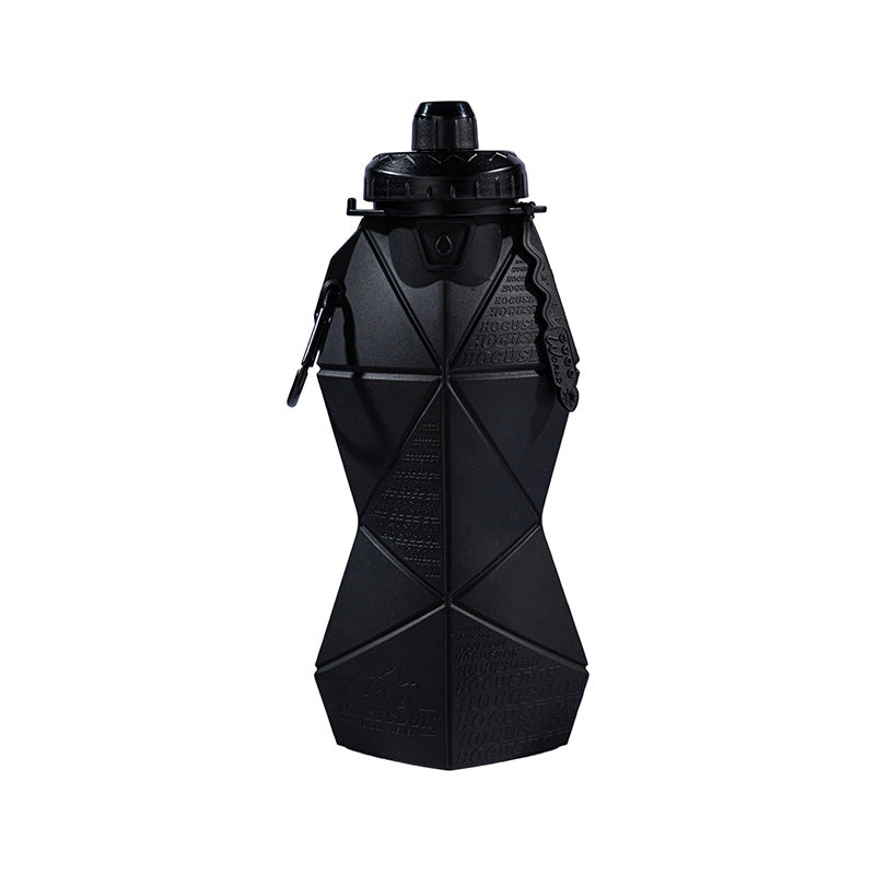 Black and Black Cup Lid Ultimate Foldable Silicone Water Bottle - Lightweight Leakproof Travel & Sports Hydration - 700ml