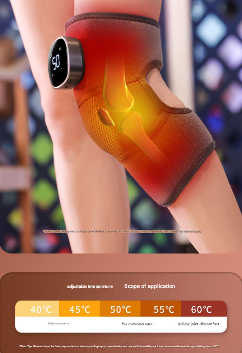 Grey Wireless Heated Knee Massager Brace - Rechargeable Vibration & Heat Therapy for Joint Pain Relief & Arthritis Support