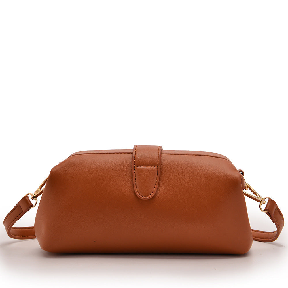 Brown Chic Vintage Inspired PU Leather Crossbody Bag - Small Frame Doctor Style Purse with Adjustable Strap