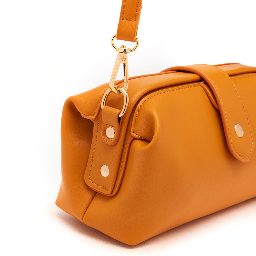 Yellow Chic Vintage Inspired PU Leather Crossbody Bag - Small Frame Doctor Style Purse with Adjustable Strap