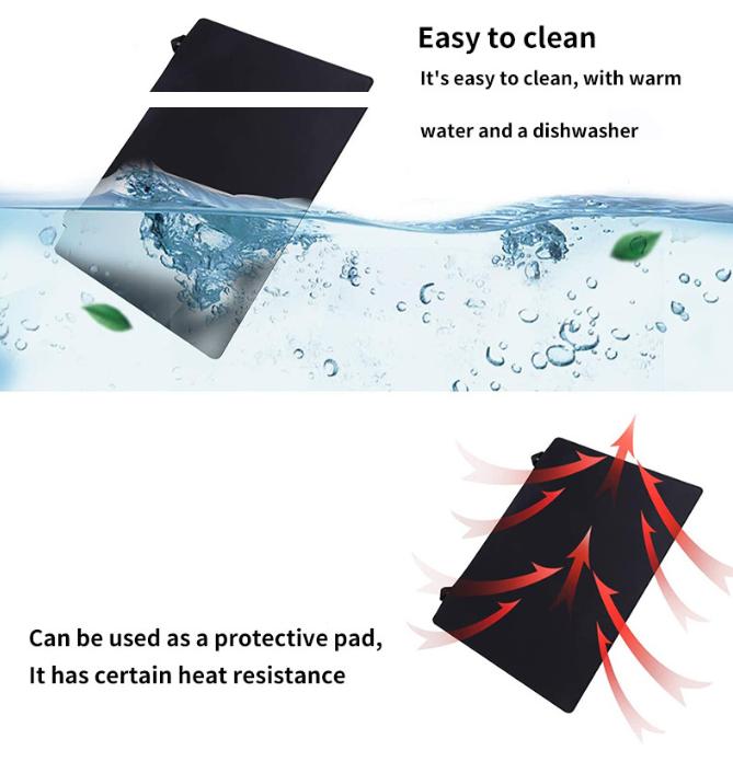 Black Premium Heat Resistant Stovetop Protector Mat - Waterproof, Anti-Slip & Easy Clean Kitchen Guard (42x28cm)
