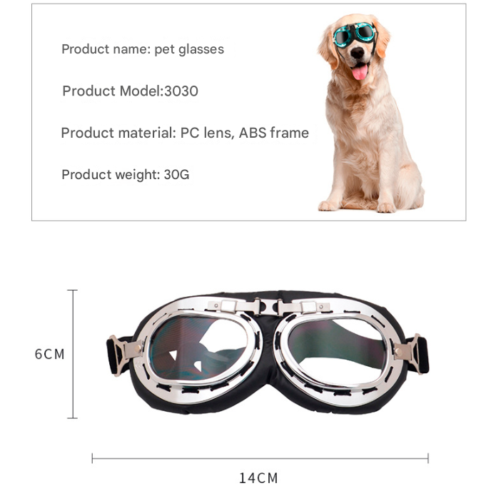 Black Frame Black Film Retro Pet Goggles - UV Protection Sunglasses for Small Medium Dogs & Cats, Windproof Shatterproof Eye Protection