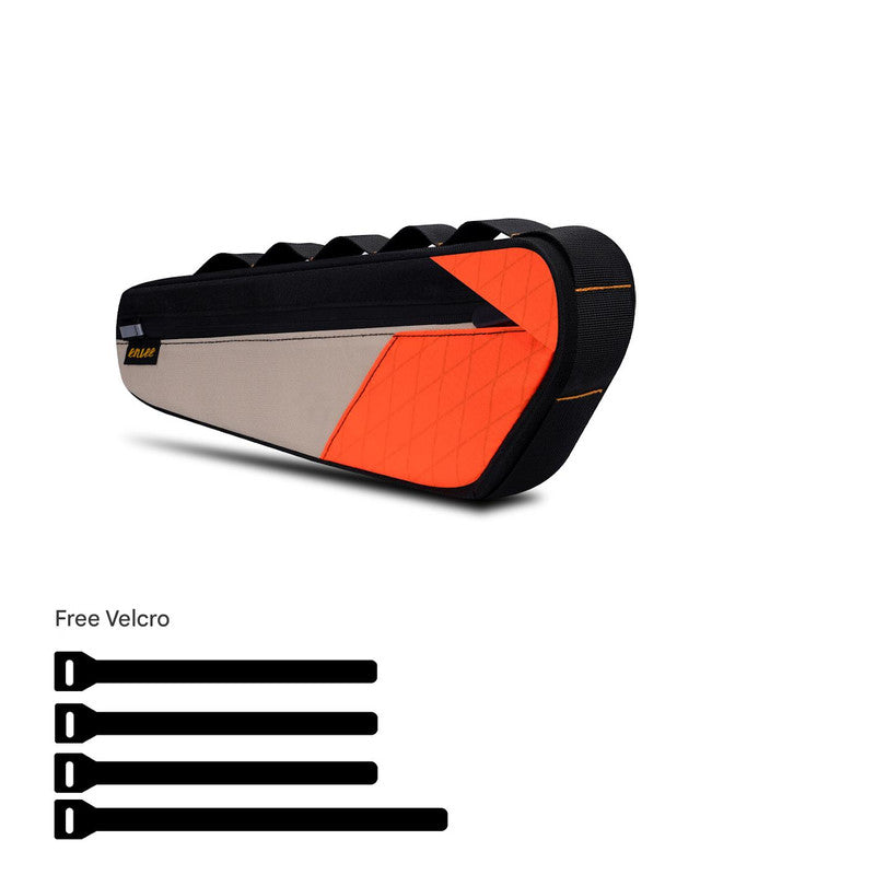 Black and Orange Waterproof Bicycle Frame Bag - 2.5L Slim Top Tube Storage Pouch for Cycling Essentials