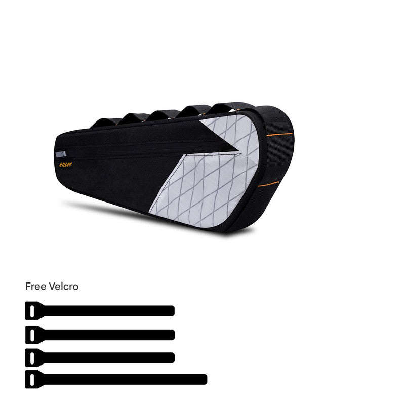 Black and White Waterproof Bicycle Frame Bag - 2.5L Slim Top Tube Storage Pouch for Cycling Essentials