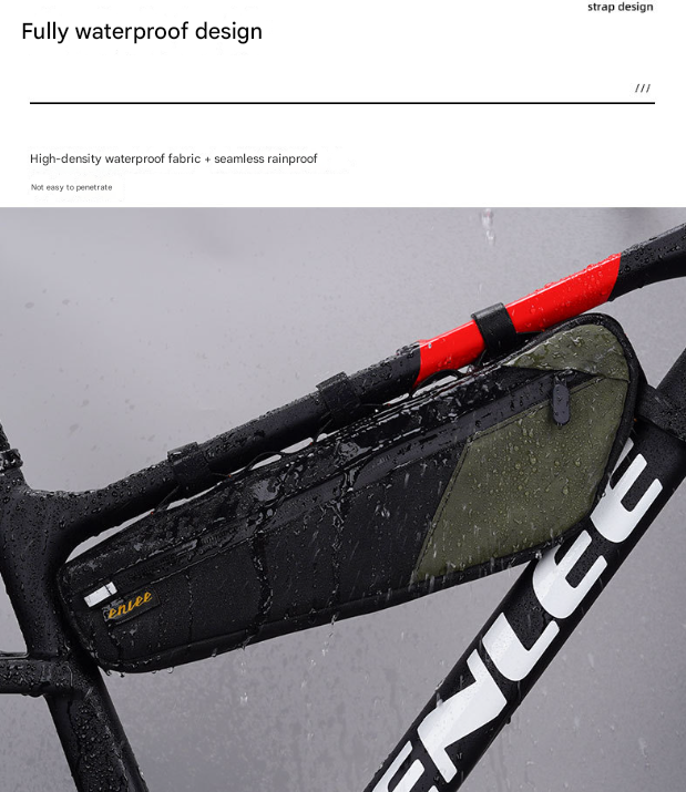 Black and White Waterproof Bicycle Frame Bag - 2.5L Slim Top Tube Storage Pouch for Cycling Essentials