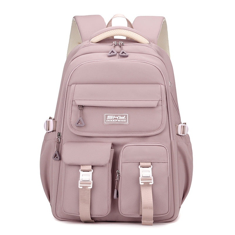Light Purple Large Capacity Waterproof Student Backpack - Fits 15-Inch Laptop, Multi-Pocket Travel Daypack