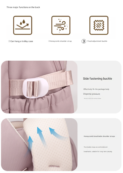 Light Purple Large Capacity Waterproof Student Backpack - Fits 15-Inch Laptop, Multi-Pocket Travel Daypack