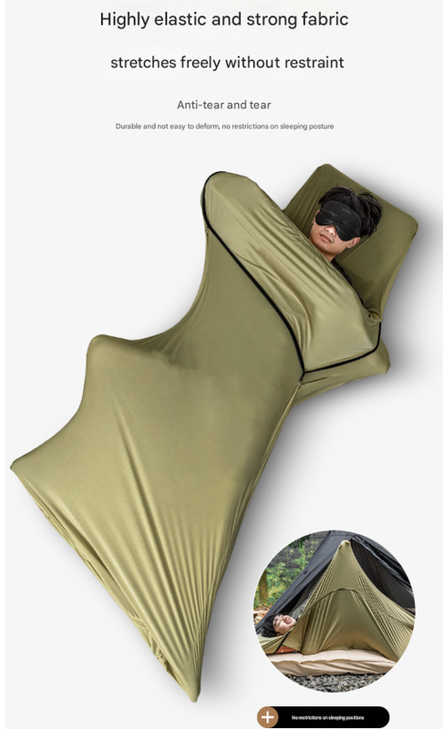 Khaki Ultra-Stretch Sleeping Bag Liner - Portable & Lightweight Envelope Sleep Sack for Camping & Travel
