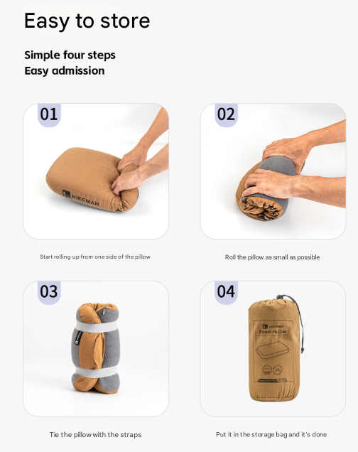 Coffee Reversible Memory Foam Travel Pillow - All-Season Comfort Neck Support for Deep Sleep & Portability