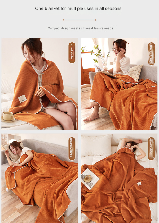 200*230CM Pink Ultra-Soft Dual-Sided Waffle & Plush Fleece Blanket - Large Cozy Throw for Bed & Sofa
