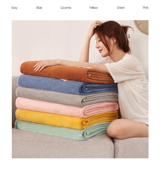 200*230CM Green Ultra-Soft Dual-Sided Waffle & Plush Fleece Blanket - Large Cozy Throw for Bed & Sofa