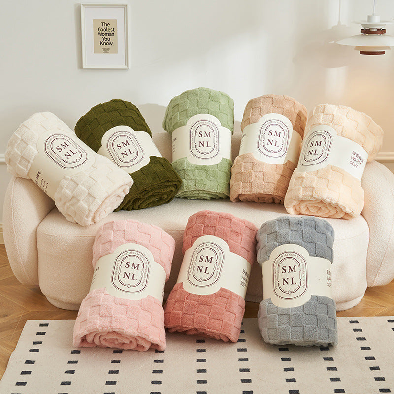 200*230CM Milky White Ultra-Soft Waffle Textured Plush Fleece Blanket - Large Cozy All-Season Throw for Bed & Sofa