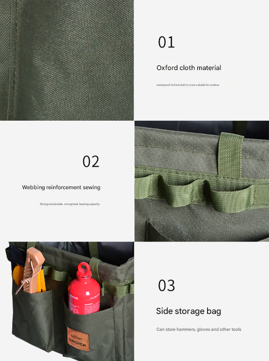 Red,Blue and White Stripes Heavy Duty Foldable Outdoor Camping Storage Box - Oxford Cloth Collapsible Gear Organizer Tote with Pockets