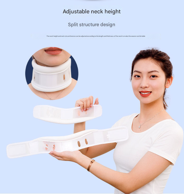 Size M White Adjustable Cervical Collar Neck Brace - Breathable Support for Pain Relief & Posture