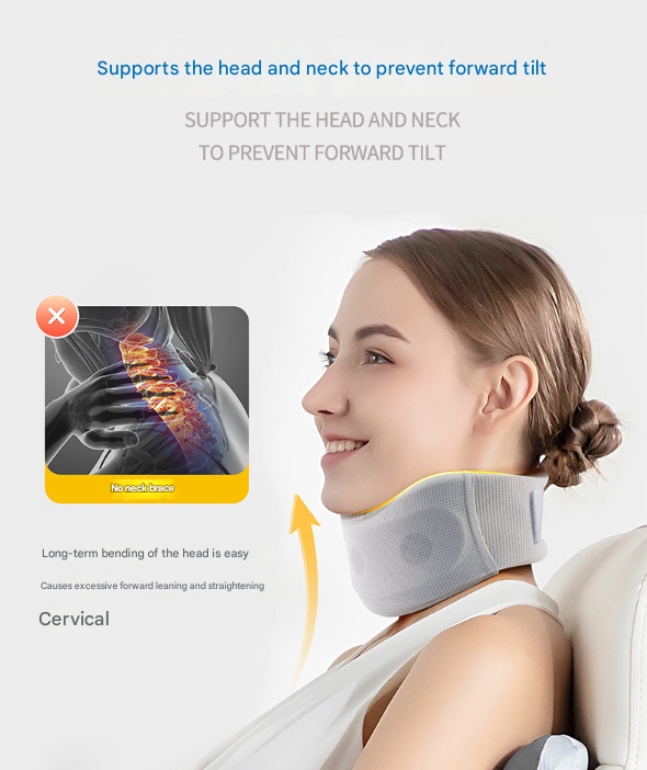 Size XL Light Green Ergonomic Neck Support Brace - Soft Cervical Collar for Posture Correction and Pain Relief