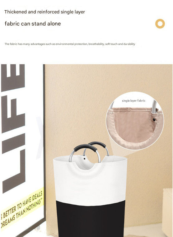 Grey and White Large 90L Freestanding Laundry Hamper - Collapsible Clothes Basket with Aluminum Soft-Grip Handles