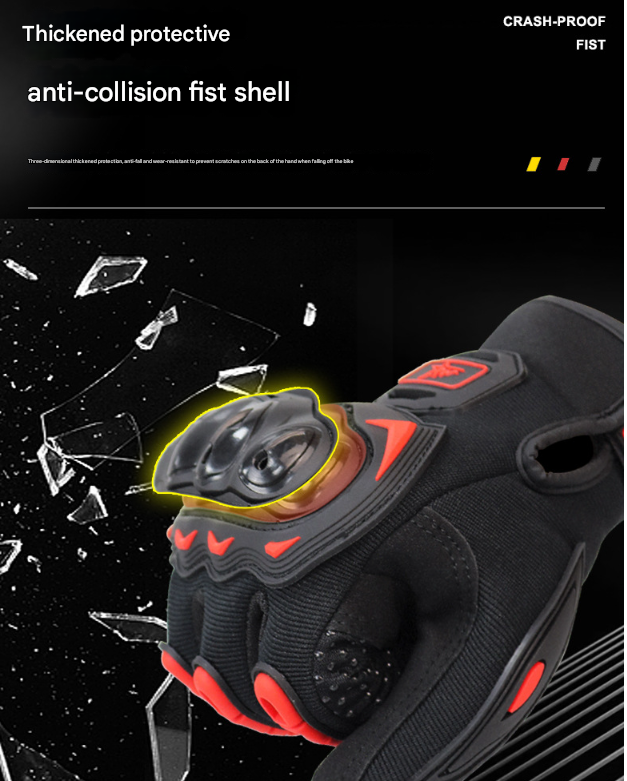 Size L Black Protective Motorcycle Riding Gloves - Hard Knuckle Armour & Touchscreen Fingertips