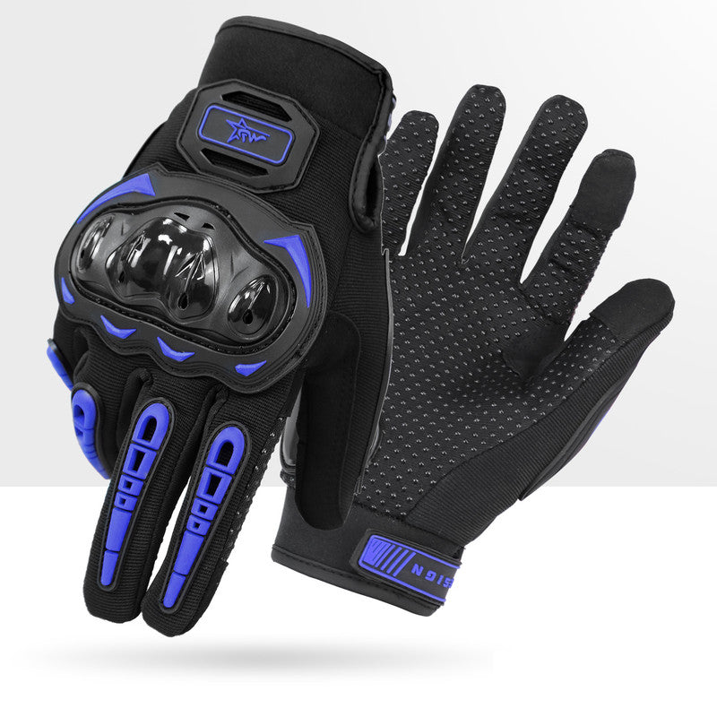 Size 2XL Purple and Black Protective Motorcycle Riding Gloves - Hard Knuckle Armour & Touchscreen Fingertips