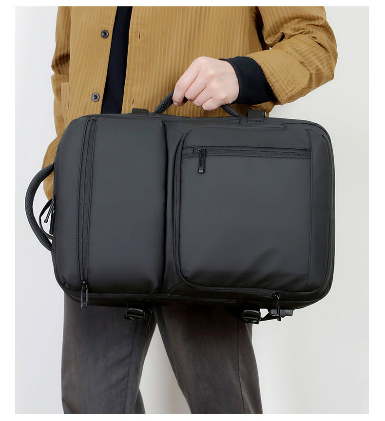 Black Expandable Business Travel Backpack with USB Charging Port - Water-Resistant Laptop Bag for Commuting & Carry-On