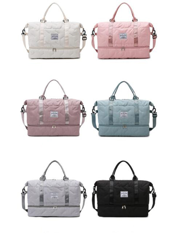 Purple Stylish Quilted Duffel Bag for Travel & Gym - Large Capacity Weekender with Shoe Compartment and Wet Pocket