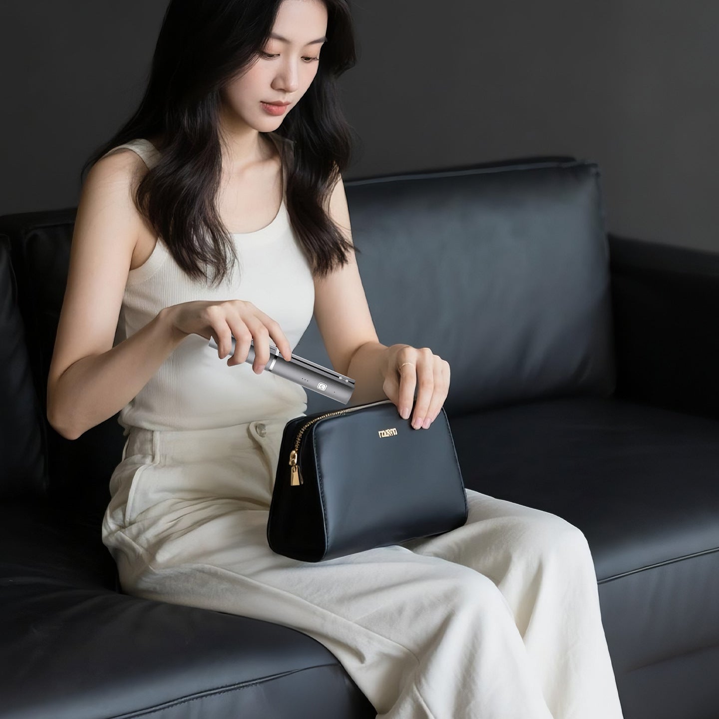 Dark Grey Compact Cordless Hair Straightener - Portable 2-in-1 Mini Flat Iron, USB-C Rechargeable for Travel & Touch-ups