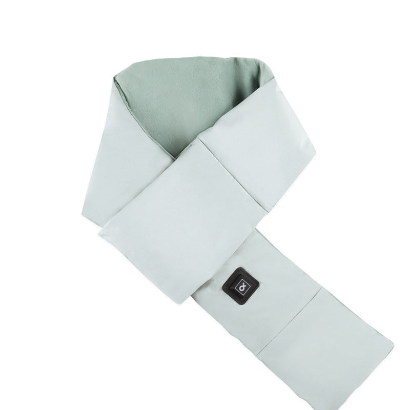 Light Green USB Electric Heated Scarf - Portable Puffer Neck Warmer with 3-Level Heat Control for Winter