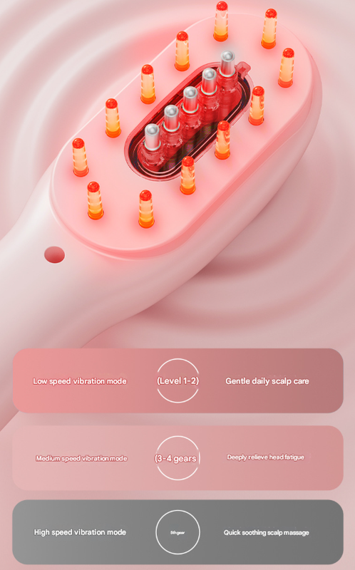 White Rechargeable Electric Scalp Massager with Red & Blue Light Therapy - Hair Oil & Serum Applicator Comb(Not containing essential oils)