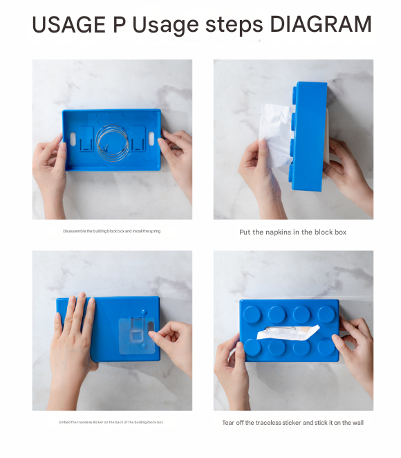 Black 2 Pcs Creative Building Block Tissue Box Holder - Wall-Mounted & Desktop Dispenser for Bathroom, Kids Room & Office Decor