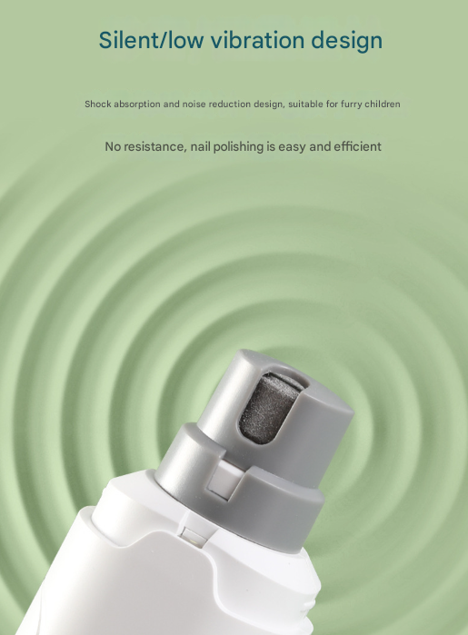 White Quiet Electric Pet Nail Grinder with LED Light - 2-Speed USB-C Rechargeable Trimmer for Dogs & Cats Grooming