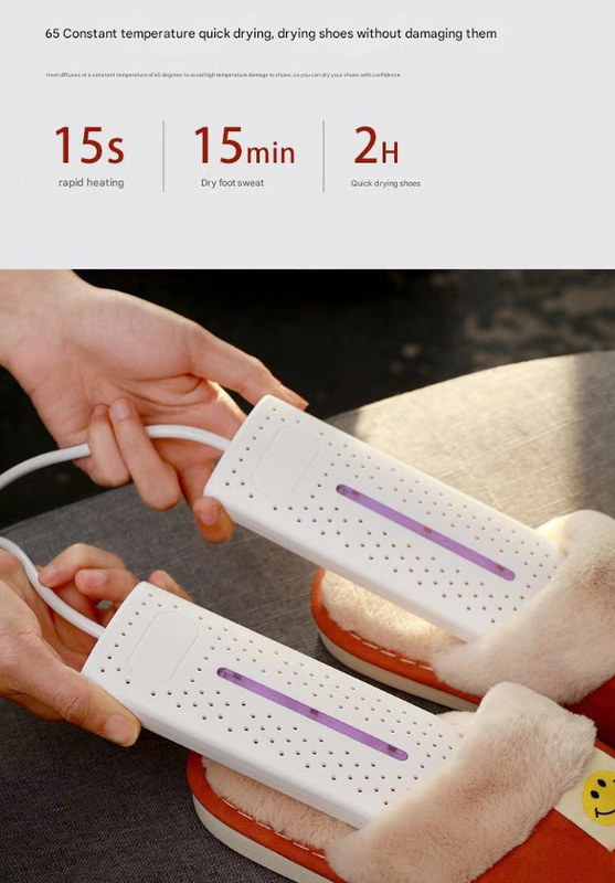 White Portable USB Shoe Dryer & Deodorizer - Constant Temperature Electric Boot Warmer with UV Sanitizer